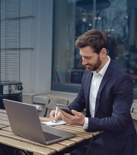 Real estate professional reviewing property plans